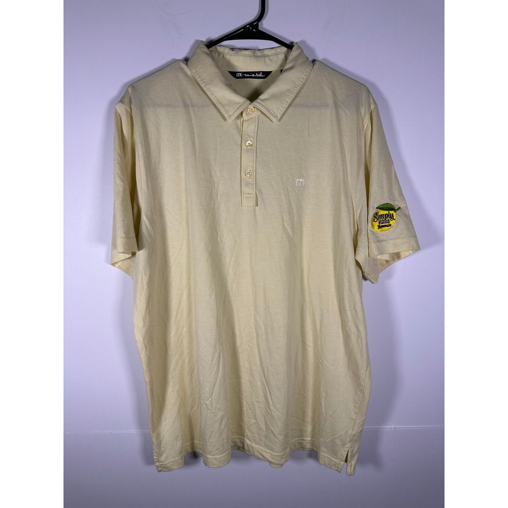 TravisMathew Polo Shirt Mens XL Yellow Short Sleeve Simply Spiked Lemonade